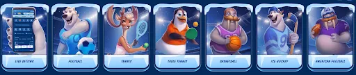 SGcasino Sports – Football, Tennis, Basketball & More Cartoon animals and icons representing different sports categories